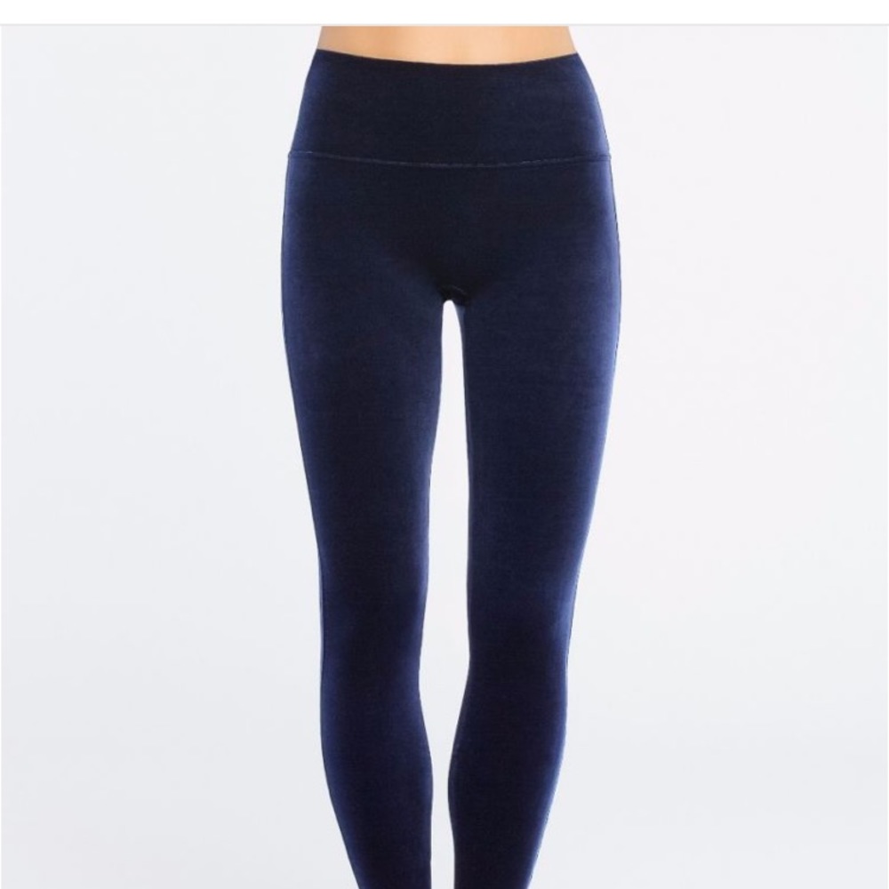 Spanx velvet navy leggings